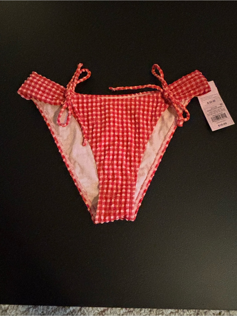 Red Gingham Tie-Side Bikini Bottom - women’s